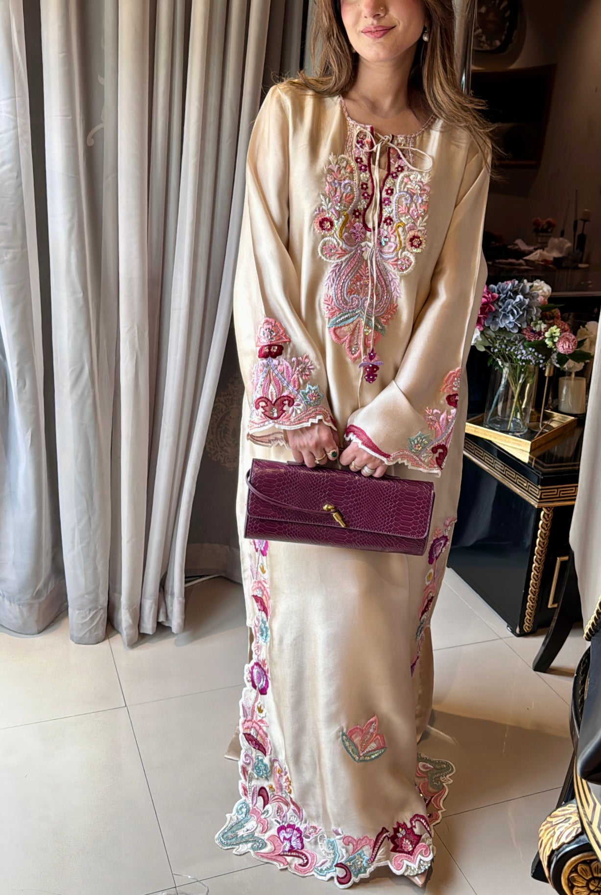 BEIGE ROSE KAFTAN